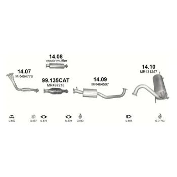 глушитель на MITSUBISHI PAJERO PININ, 98 - 06