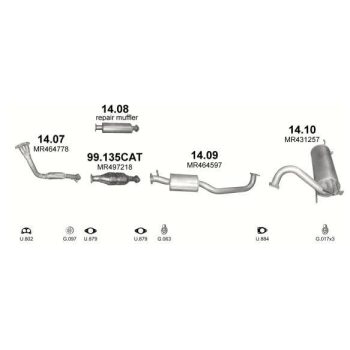 глушитель на MITSUBISHI PAJERO PININ, 98 - 06