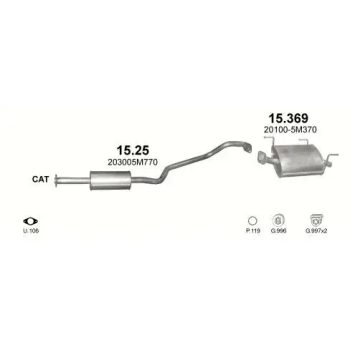глушитель на NISSAN ALMERA (N16), 00 - 03
