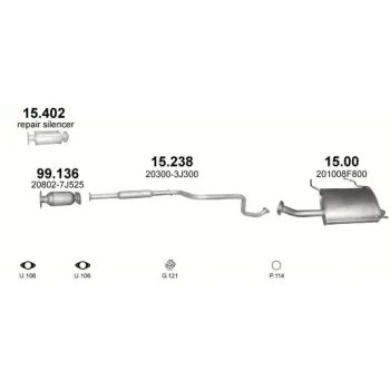 глушитель на NISSAN PRIMERA (P11), 99 - 02