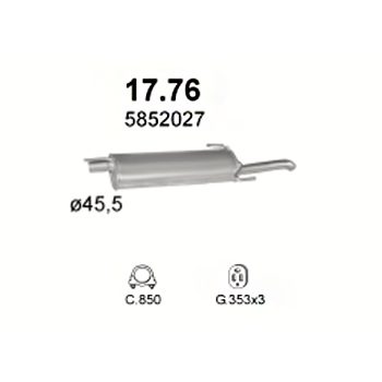 глушитель на Opel Astra F 1.4, 1.6, 1.7 D-1.4i 16V Man, 1.4i 16V Aut, 1.6i 16V Man, 1.6i 16V Aut, 1.7 TD Turbo Diesel, 1.7 TD DTL, 95-01