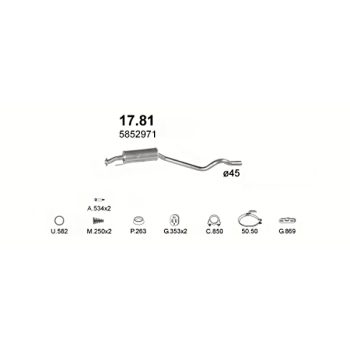 глушитель на  Opel Astra F 1.7 D, 1.8, 2.0-1.7 TD DTL, 1.7 TD Turbo Diesel, 1.8i GT Aut,  Man, Aut, 91-98 