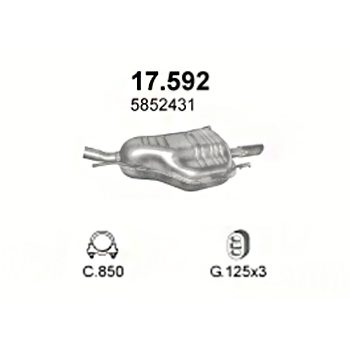 глушитель на Opel Astra G 1.6-1.6i -8V, 1.6i -160V, 03-04
