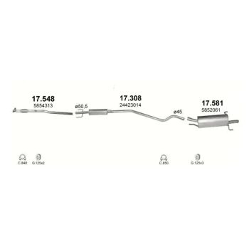 глушитель на OPEL ASTRA (G), 98 - 09