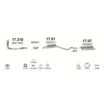 глушитель на OPEL ASTRA (F), 91 - 98