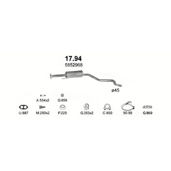 глушитель на Opel Astra F 1.7 D-91-98