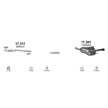 глушитель на OPEL ASTRA (H), 04 - 09