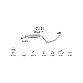 глушитель на  Opel Corsa B 1.2, 1.4, 1.7 D-1.2i Combo, 1.4i Combo, 1.7 Combo Diesel, 93-01
