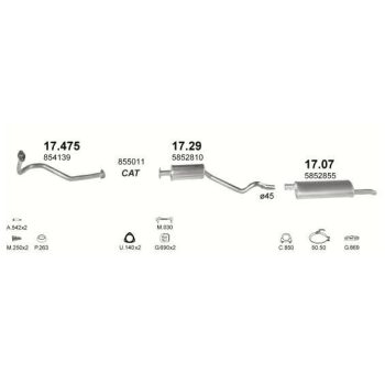 глушитель на OPEL KADETT (E), 84 - 91