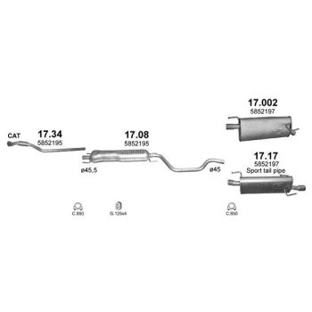 глушитель на OPEL MERIVA (I), 03 - 10