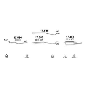 глушитель на OPEL MERIVA (I), 03 - 10