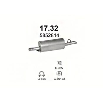 глушитель на Opel Omega A 1.8, 2.0, 2.3 D, 2.4-1.8i, 2.0i, 2.4i, 86-94
