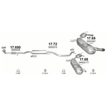 глушитель на OPEL SIGNUM (I), 03 - 08
