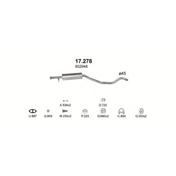 глушитель на Opel Vectra А 1.7 D, 92-95