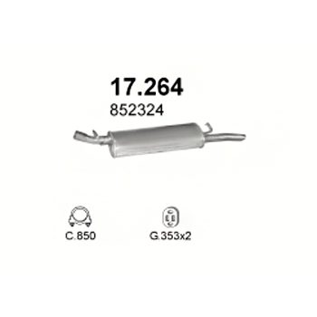 глушитель на Opel Vectra А 1.4, 1.6, 1.7D, 1.8-1.7 Turbo Diesel, 1.6i Aut, Man, Aut, 88-95