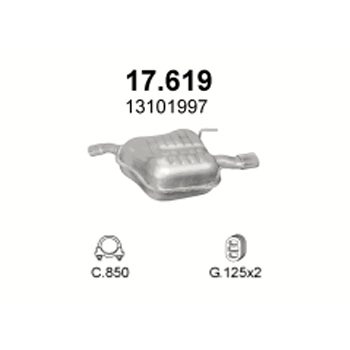 глушитель на Opel Vectra C 1.6, 1.8-1.6i-16V, 1.8i-16V, 02-09 