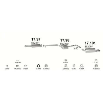 глушитель на OPEL VECTRA (A), 88 - 95