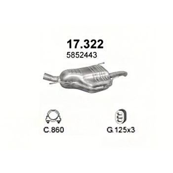 глушитель на OPEL ZAFIRA (A), 99 - 04