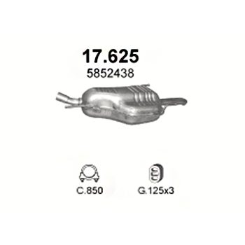 глушитель на Opel Zafira A 1.8-1.8i 16V, 03-05