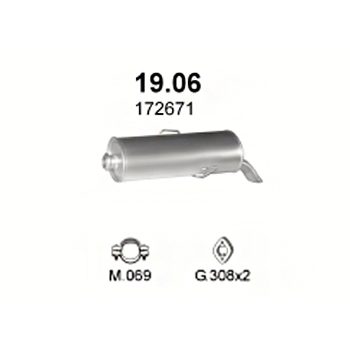 глушитель на Peugeot 106 1.0, 1.1, 1.4, 1.5 D 95-04