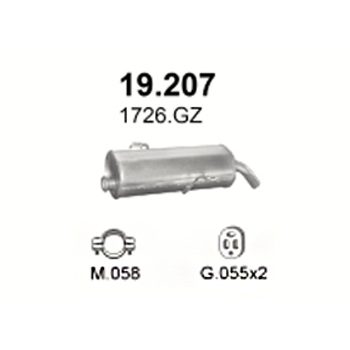 глушитель на Peugeot 206 СС 1.6-1.6i 16V, 00-05