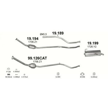 глушитель на PEUGEOT 206 (I), 98 - 09