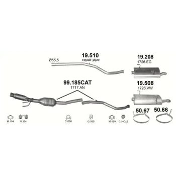 глушитель на PEUGEOT 206 (I), 98 - 09