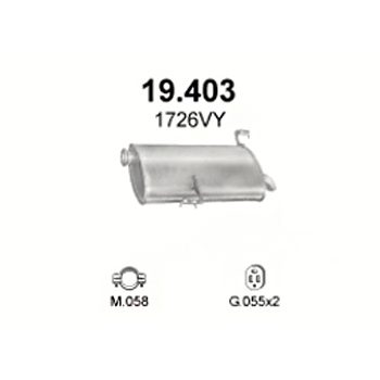 глушитель на Peugeot 206 1.1, 1.4, 1.6-1.1i, 1.4i, 1.4 HDi Turbo Diesel, 1.4i 16V SW, 1.6i 16V, 01-07