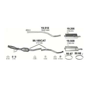 глушитель на PEUGEOT 206 (I), 98 - 09