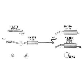 глушитель на PEUGEOT 208 (I), 12 - 19