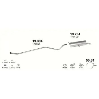 глушитель на PEUGEOT 307 (I), 01 - 07