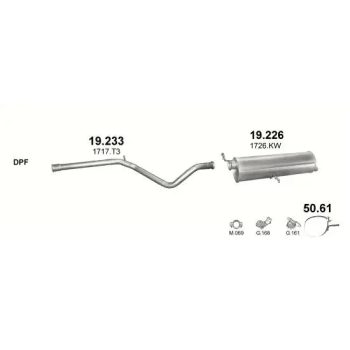 глушитель на PEUGEOT 307 (I), 01 - 07