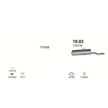 глушитель на PEUGEOT 309 (I), 86 - 93