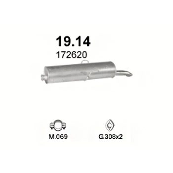 глушитель на Peugeot 405 1.8 D, 1.9-GLI, GRI, SRI, MI16, 1.8 Turbo Diesel, 87-92