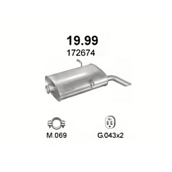 глушитель на  Peugeot 405 1.9 D, 2.0-MI16, GR, GRI, GTX, SR, SRI, STI, 1.9 Turbo Diesel, 92-97