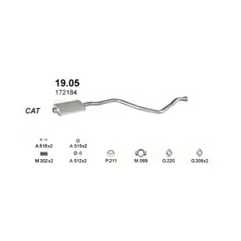 глушитель на Peugeot 405 1.4, 1.6, 1.8, 1.9-GL, GLI, GLX, GR, GRI, SR, 87-97