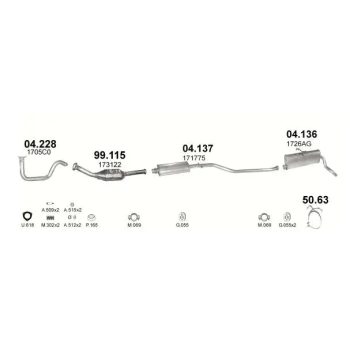 глушитель на PEUGEOT PARTNER (I), 96 - 02