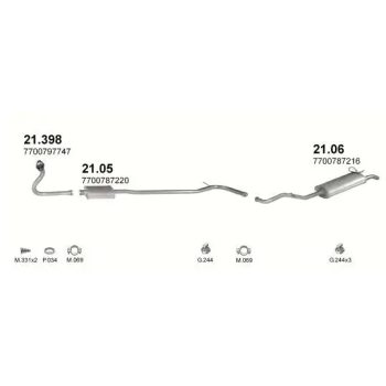 глушитель на RENAULT 19 (I), 89 - 92