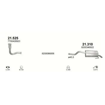 глушитель на RENAULT CLIO (II), 98 - 01