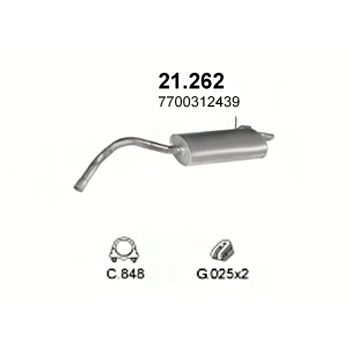 глушитель на Renault Kangoo 1.2-1.2i, 98-05