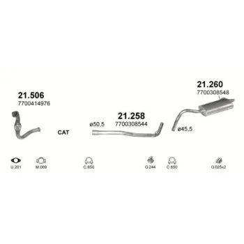 глушитель на RENAULT KANGOO (I), 97 - 03