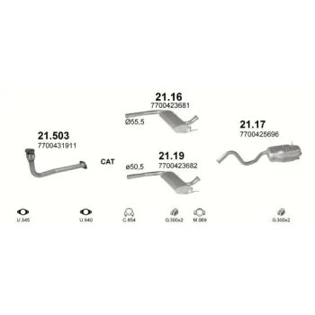 глушитель на RENAULT LAGUNA (I), 94 - 01