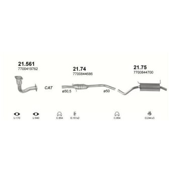 глушитель на RENAULT MEGANE (I), 95 - 99