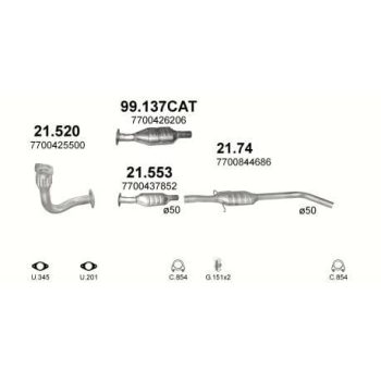 глушитель на RENAULT MEGANE (I), 99 - 02