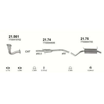 глушитель на RENAULT MEGANE (I), 95 - 99