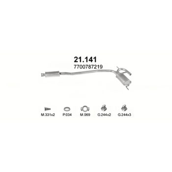 ГЛУШИТЕЛЬ Renault R19 1.4-TS, TSE, GTE, GTS, RN, RT, Chamade, 88-96 