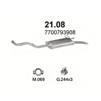 глушитель на Renault R19 1.4, 1.7, 1.9D-TS, TR, TSE, TRE, TXE, GTE, GTS, GTR, GTX, Chamade, 88-93