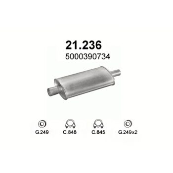 глушитель на Renault Trafic 1.4, 1.6, 1.7, 2.0, 2.1 D, 81-89