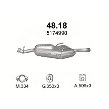 ГЛУШИТЕЛЬ Saab 9-3 2.0i-16V, 2.0i Turbo-16V, 2.0i Aero Turbo-16V, 2.3i Turbo-16V 98-03