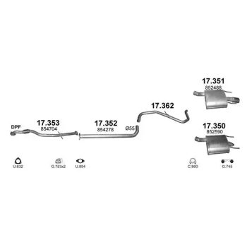 глушитель на SAAB 9-5 (II), 10-12